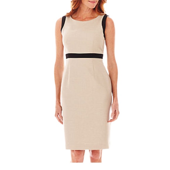 Evan Picone Dresses & Skirts - Evan-Picone Sleeveless Framed Inset Dress Tan Size 10